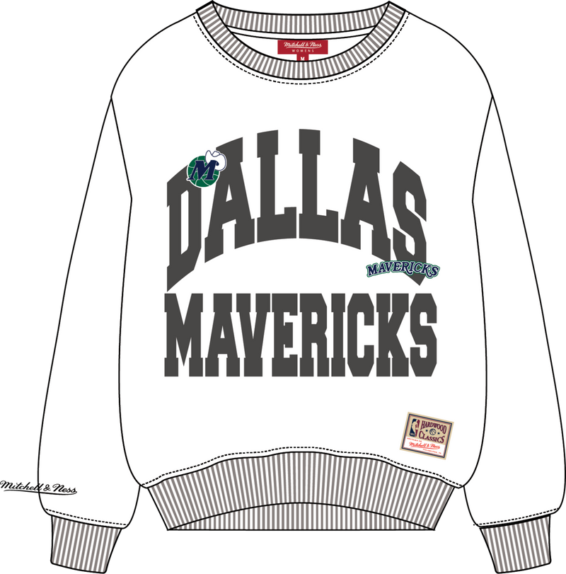 Mitchell & Ness Women's Dallas Mavericks White Lightweight Crewneck Sweatshirt