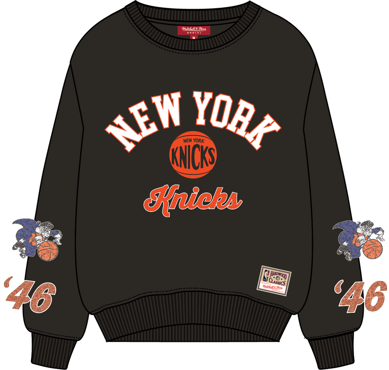Mitchell & Ness Women's New York Knicks Black Premium Cr Fleece Sweatshirt