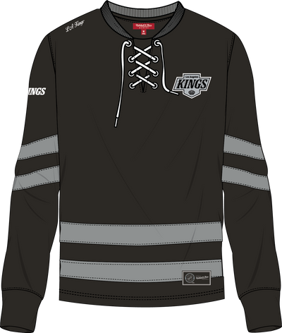 Mitchell & Ness Women's Los Angeles Kings Black Heritage Lace Up Crewneck Sweatshirt
