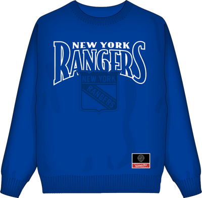 Mitchell & Ness New York Rangers Royal Double Header Crew Sweatshirt