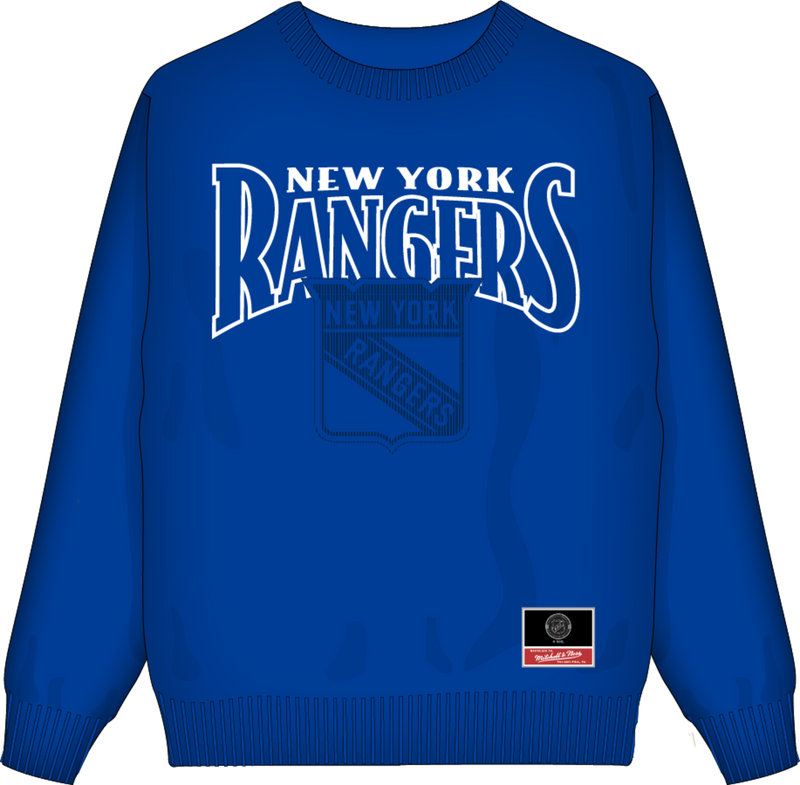 Mitchell & Ness New York Rangers Royal Double Header Crew Sweatshirt
