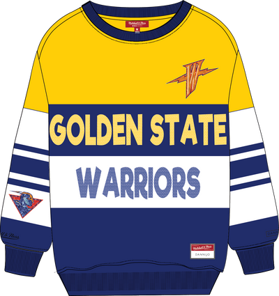Mitchell & Ness Women's Golden State Warriors White M&N x Dannijo Blocked Crewneck Sweatshirt Sweatshirt