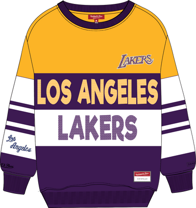 Mitchell & Ness Women's Los Angeles Lakers White M&N x Dannijo Blocked Crewneck Sweatshirt Sweatshirt