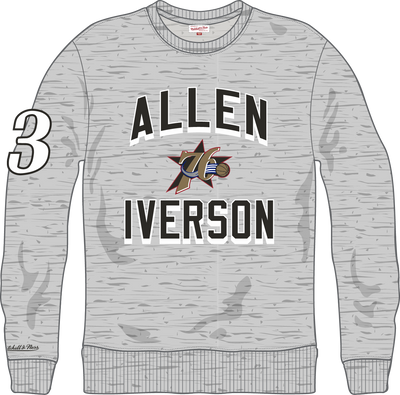 Mitchell & Ness Allen Iverson Philadelphia 76ers Grey Heather Legends Collection Player Fleece