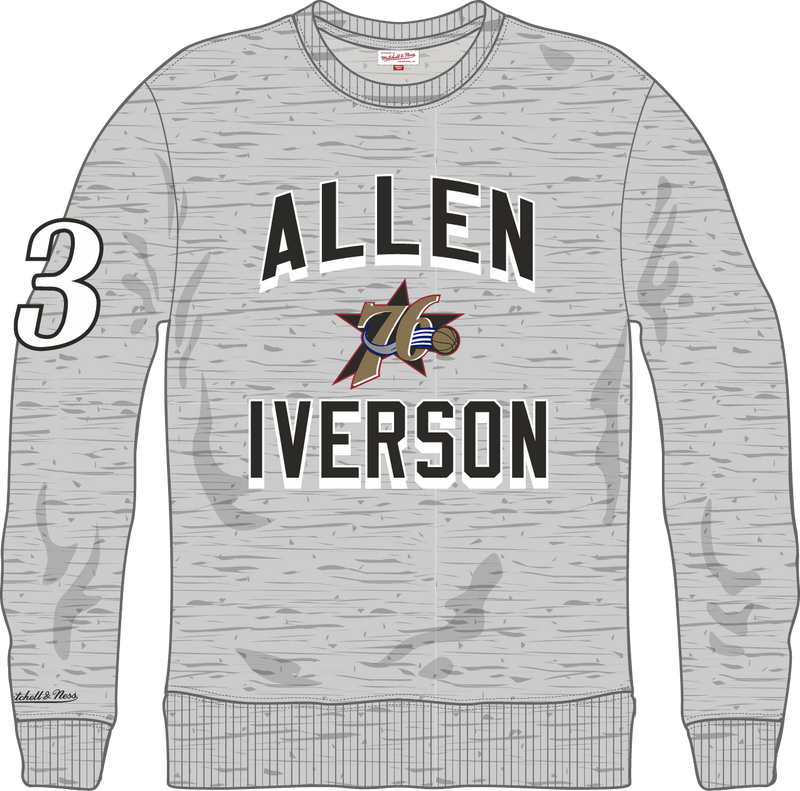 Mitchell & Ness Allen Iverson Philadelphia 76ers Grey Heather Legends Collection Player Fleece