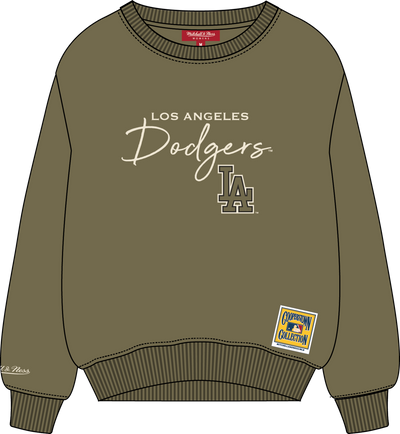 Mitchell & Ness Women's Los Angeles Dodgers Olive Lightweight Midweight Crewneck Sweatshirt Sweatshirt