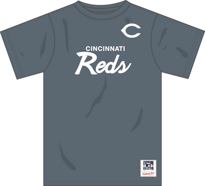 Mitchell & Ness Cincinnati Reds Light Grey Thunderstorm T-Shirt