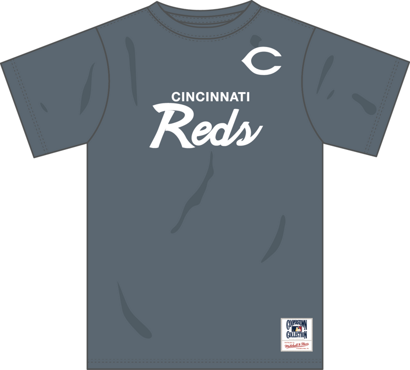 Mitchell & Ness Cincinnati Reds Light Grey Thunderstorm T-Shirt