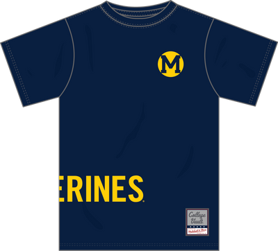 Mitchell & Ness Michigan Wolverines Navy Playoff Win Premium T-Shirt