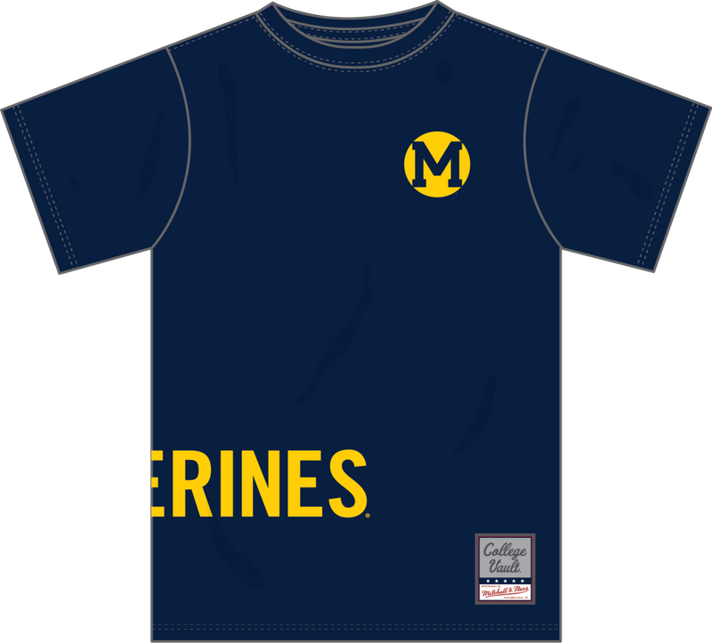 Mitchell & Ness Michigan Wolverines Navy Playoff Win Premium T-Shirt