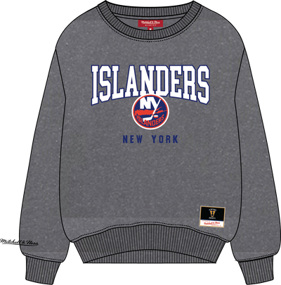 Mitchell & Ness Women's New York Islanders Black Snow Wash Lightweight Crew Sweatshirt