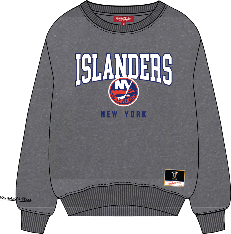 Mitchell & Ness Women's New York Islanders Black Snow Wash Lightweight Crew Sweatshirt