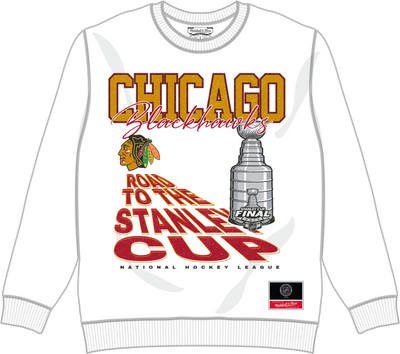 Mitchell & Ness Chicago Blackhawks White Road To the Cup Crew Sweatshirt