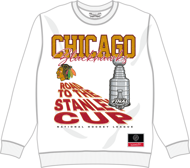 Mitchell & Ness Chicago Blackhawks White Road To the Cup Crew Sweatshirt