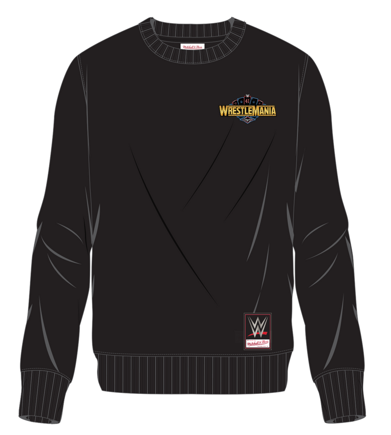 Mitchell & Ness WrestleMania Black WM41 Roll the Dice Crew Sweatshirt