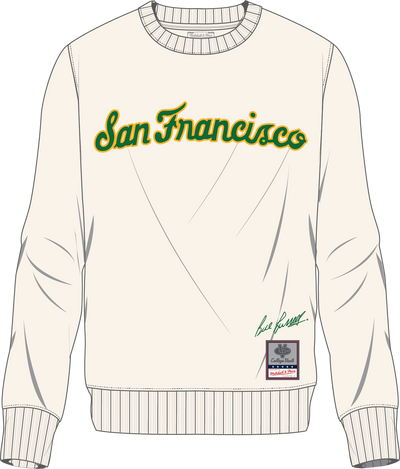 Mitchell & Ness Bill Russell University of San Francisco Cream Crewneck Sweatshirt Usf Dons