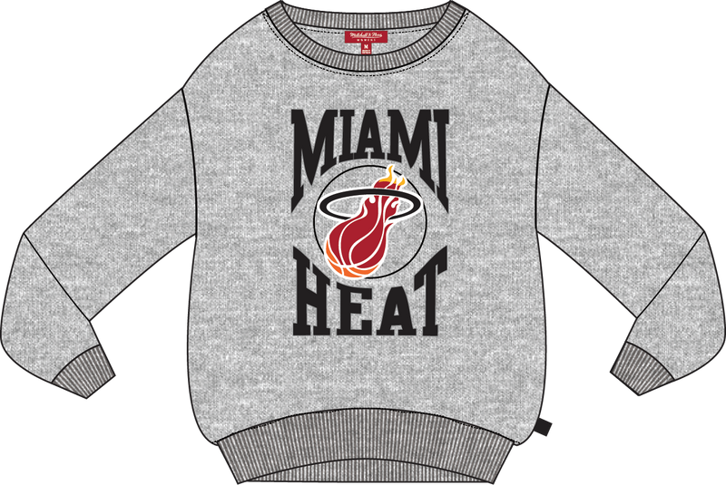 Mitchell & Ness Women's Miami Heat Grey Heather Lightweight Crewneck Sweatshirt