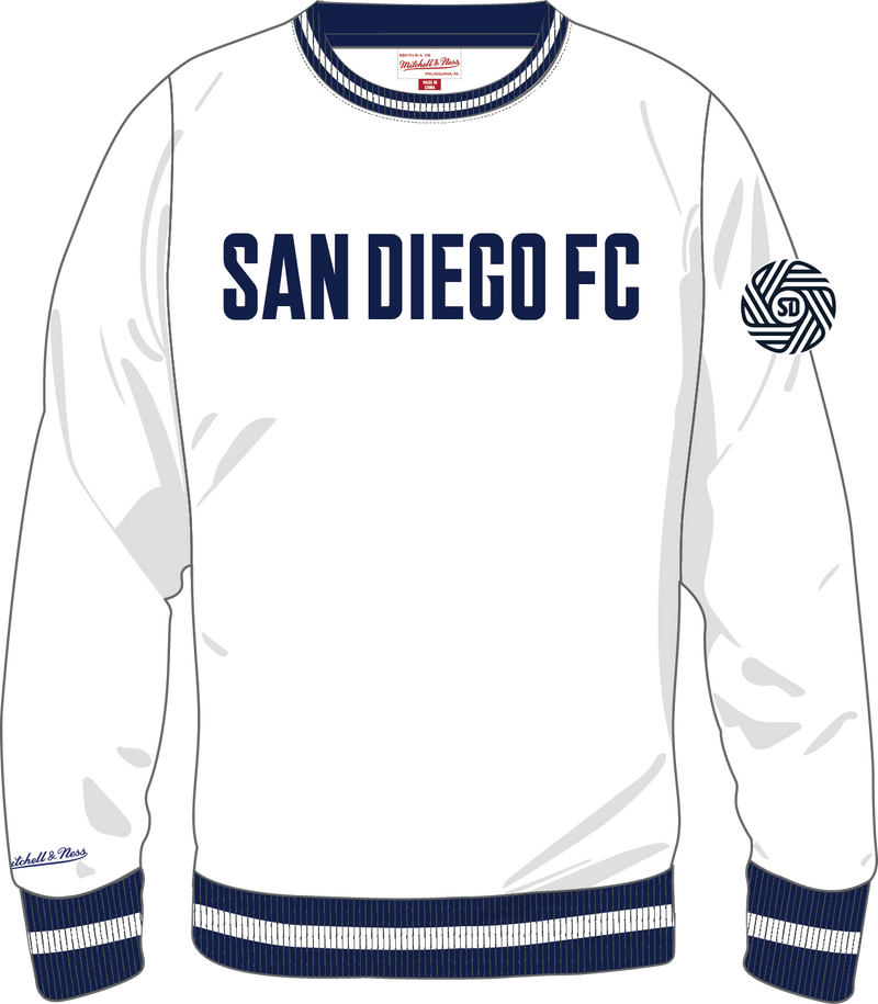 Mitchell & Ness San Diego FC Arctic White Fleece Crew Sweatshirt
