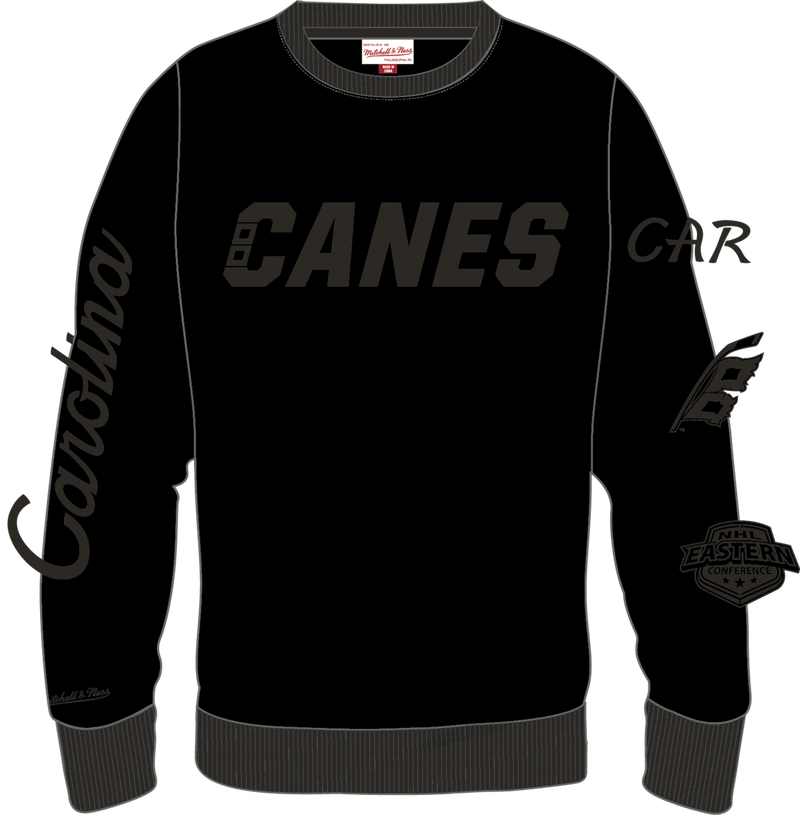 Mitchell & Ness Carolina Hurricanes Black Phantom Fleece Crew Sweatshirt