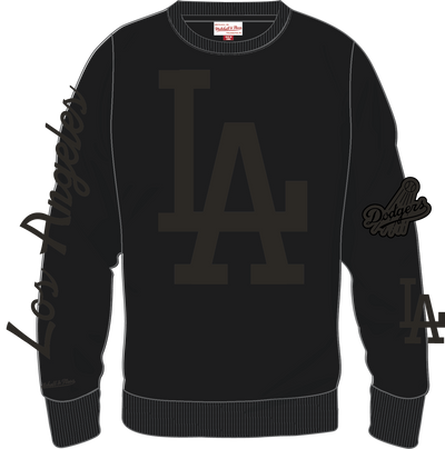 Mitchell & Ness Los Angeles Dodgers Black Phantom Fleece Crew Sweatshirt