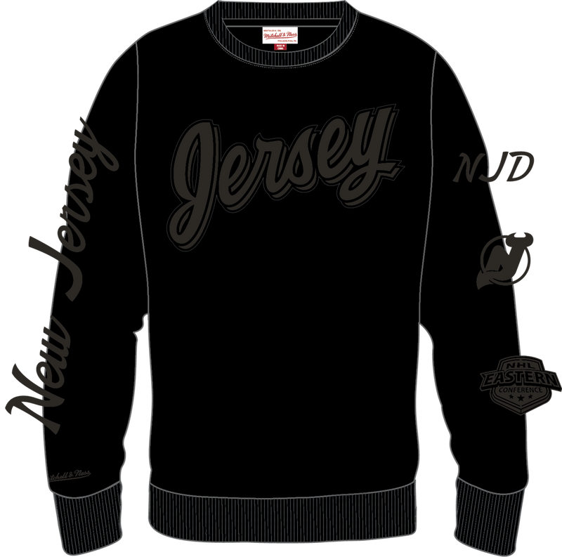 Mitchell & Ness New Jersey Devils Black Phantom Fleece Crew Sweatshirt