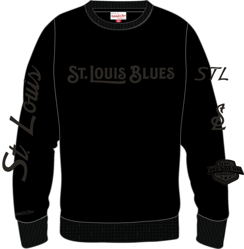 Mitchell & Ness St. Louis Blues Black Phantom Fleece Crew Sweatshirt