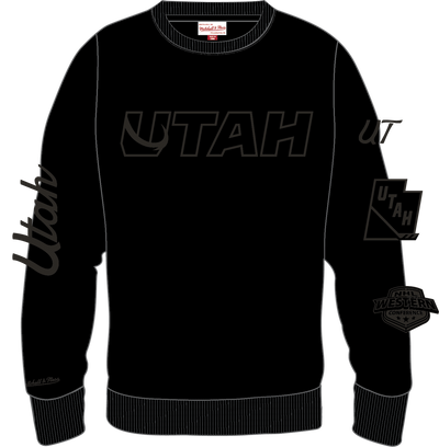 Mitchell & Ness Utah Mammoth Black Phantom Fleece Crew Sweatshirt
