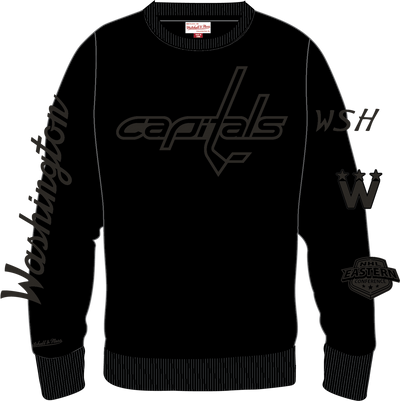 Mitchell & Ness Washington Capitals Black Phantom Fleece Crew Sweatshirt