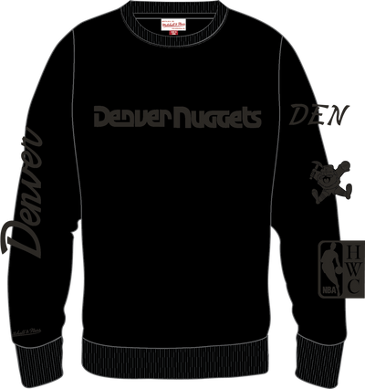 Mitchell & Ness Denver Nuggets Black Phantom Fleece Crew Sweatshirt