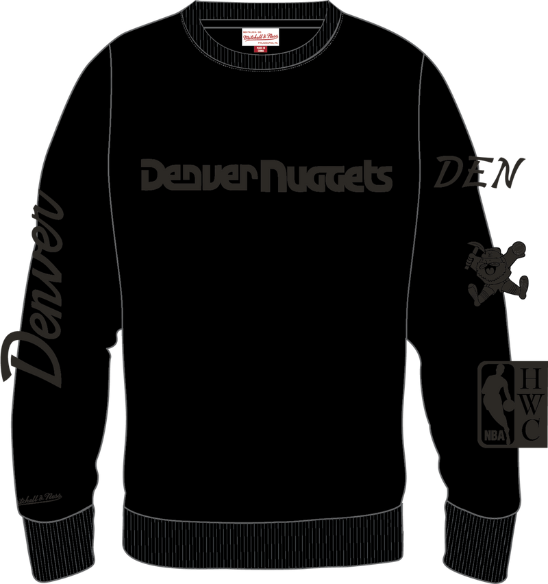 Mitchell & Ness Denver Nuggets Black Phantom Fleece Crew Sweatshirt