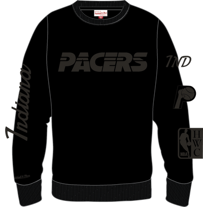 Mitchell & Ness Indiana Pacers Black Phantom Fleece Crew Sweatshirt