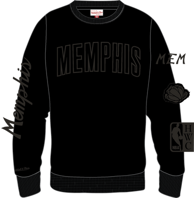 Mitchell & Ness Memphis Grizzlies Black Phantom Fleece Crew Sweatshirt