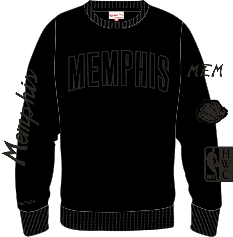 Mitchell & Ness Memphis Grizzlies Black Phantom Fleece Crew Sweatshirt