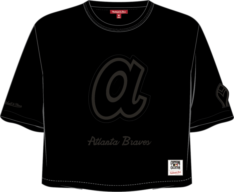 Mitchell & Ness Women's Atlanta Braves Black Phantom Crop T-Shirt