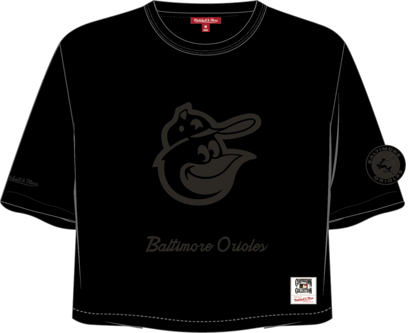 Mitchell & Ness Women's Baltimore Orioles Black Phantom Crop T-Shirt