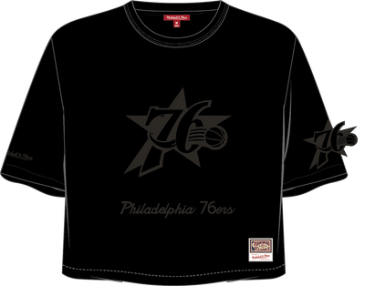 Mitchell & Ness Women's Philadelphia 76ers Black Phantom Crop T-Shirt