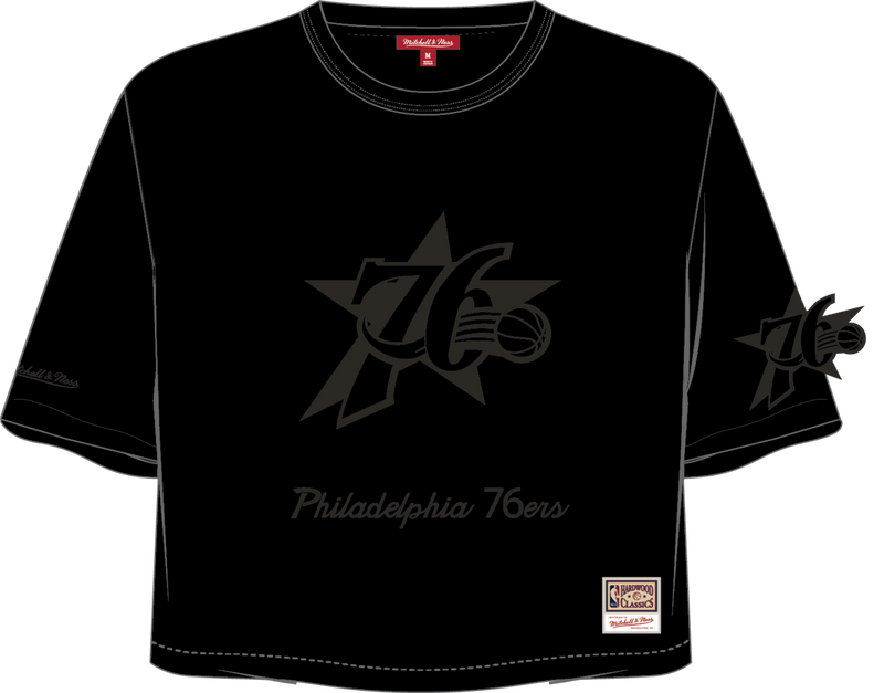 Mitchell & Ness Women's Philadelphia 76ers Black Phantom Crop T-Shirt