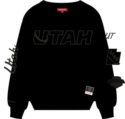 Mitchell & Ness Women's Utah Mammoth Black Phantom Fleece Crew Sweatshirt