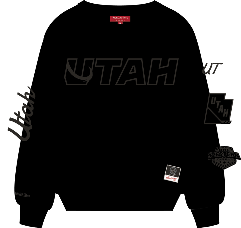 Mitchell & Ness Women's Utah Mammoth Black Phantom Fleece Crew Sweatshirt