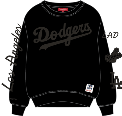 Mitchell & Ness Women's Los Angeles Dodgers Black Phantom Fleece Crew Sweatshirt