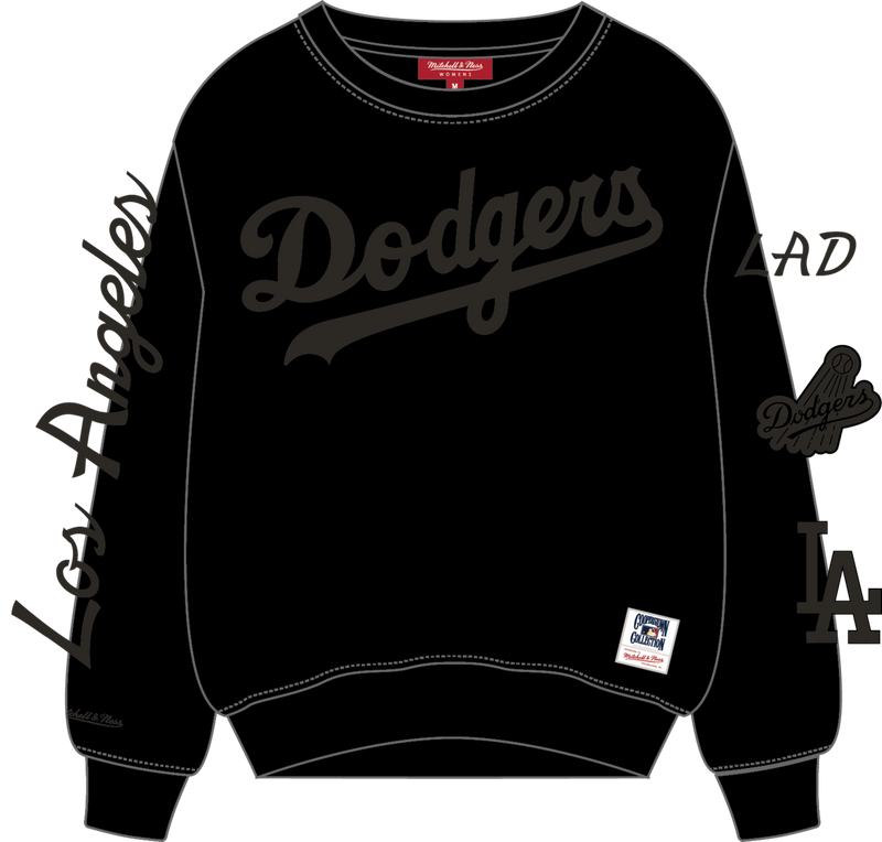 Mitchell & Ness Women's Los Angeles Dodgers Black Phantom Fleece Crew Sweatshirt
