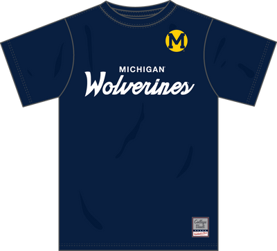 Mitchell & Ness University of Michigan Navy Team Color Head Coach T-Shirt Wolverines