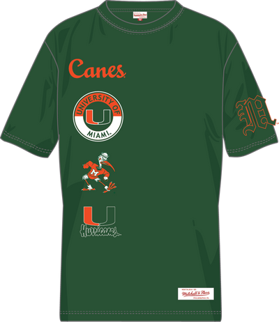 Mitchell & Ness Miami Hurricanes Bucks Green Double Clutch Premium T-Shirt