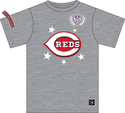 Mitchell & Ness Cincinnati Reds Grey Heather Pep Rally Premium T-Shirt
