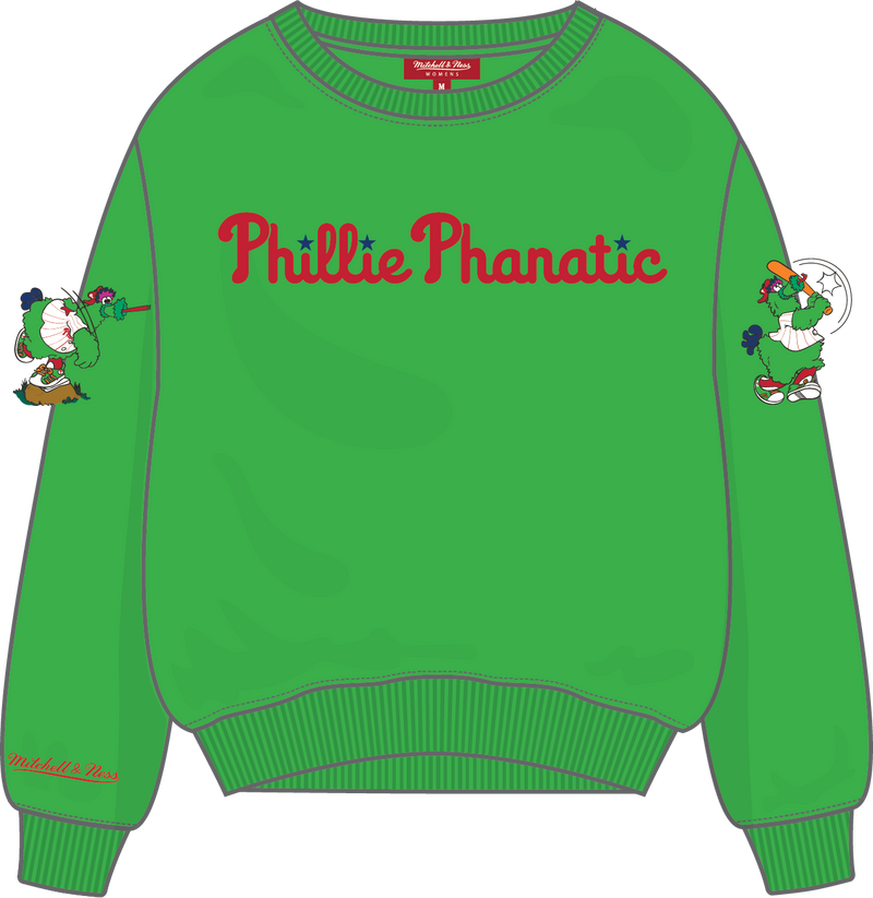 Mitchell & Ness Women's Philadelphia Phillies Green Double Clutch Lightweight Crew Sweatshirt