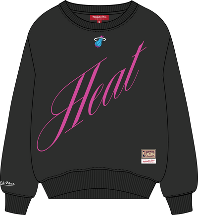 Mitchell & Ness Women's Miami Heat Black Script Lightweight Crew Sweatshirt