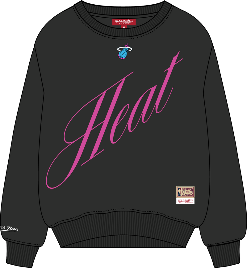Mitchell & Ness Women's Miami Heat Black Script Lightweight Crew Sweatshirt