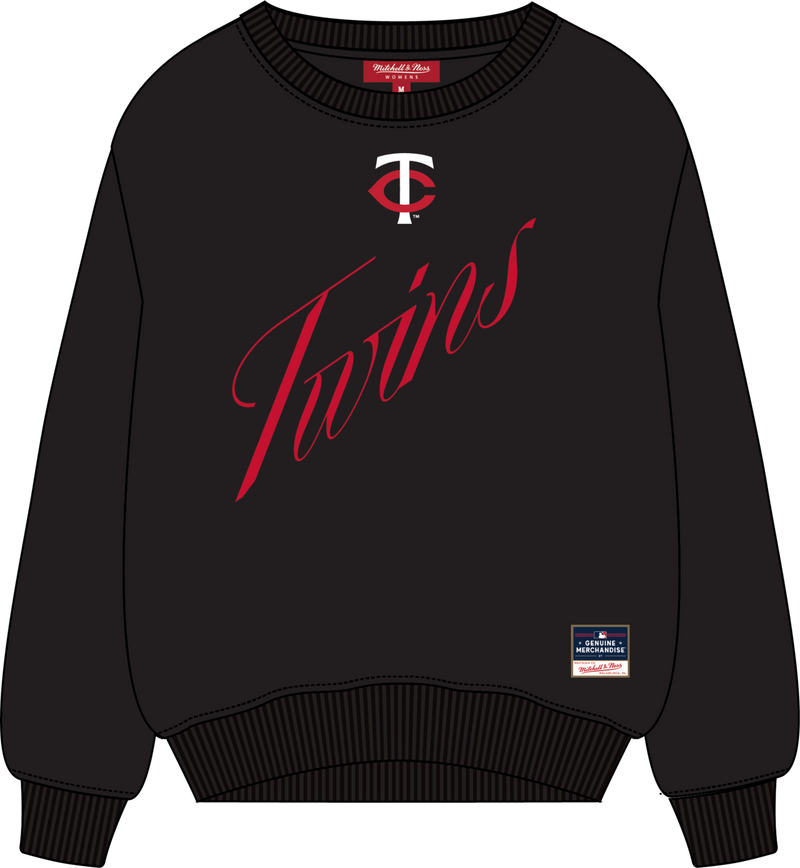 Mitchell & Ness Women's Minnesota Twins Black Script Lightweight Crew Sweatshirt