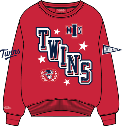Mitchell & Ness Women's Minnesota Twins Scarlet Pep Rally Lightweight Crew Sweatshirt