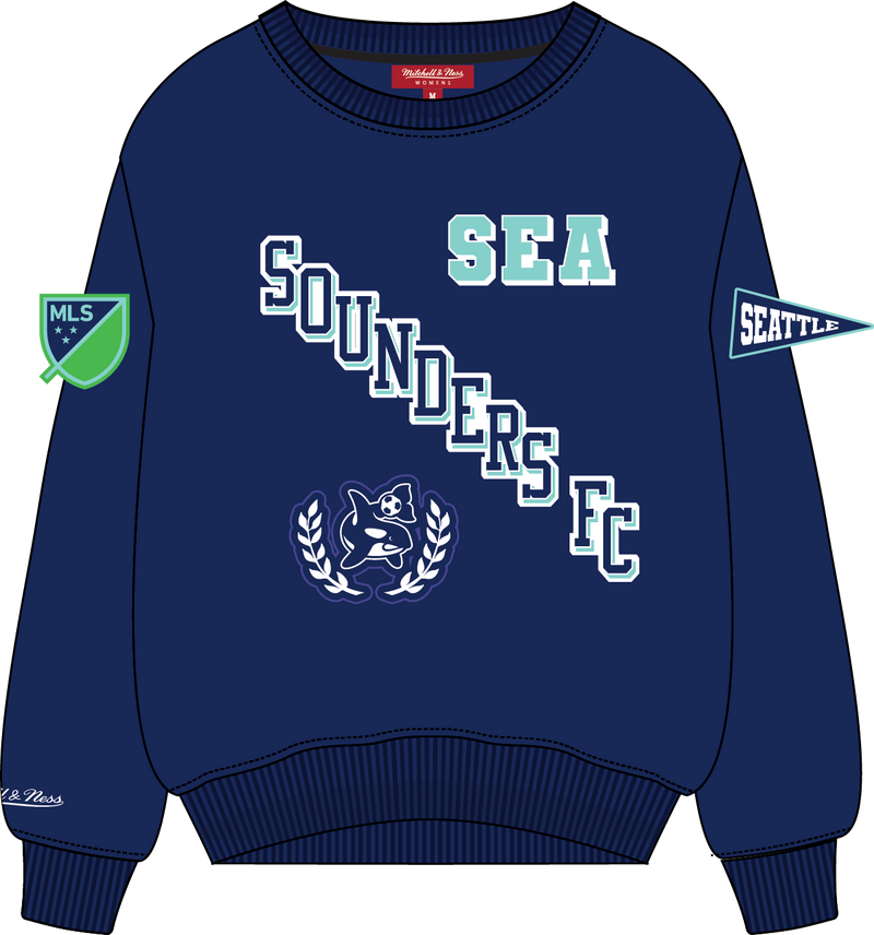 Mitchell & Ness Women's Seattle Sounders FC Sounders Blue Pep Rally Lightweight Crew Sweatshirt